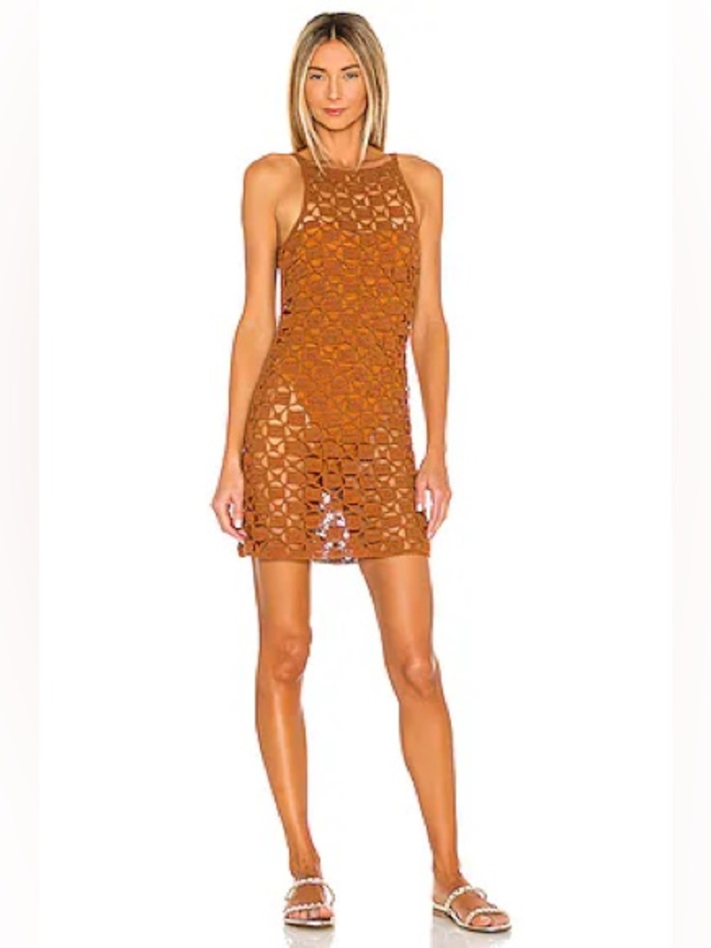 CULT GAIA Yara Crocheted Cotton-blend Mini
Dress In Amber NWT Small